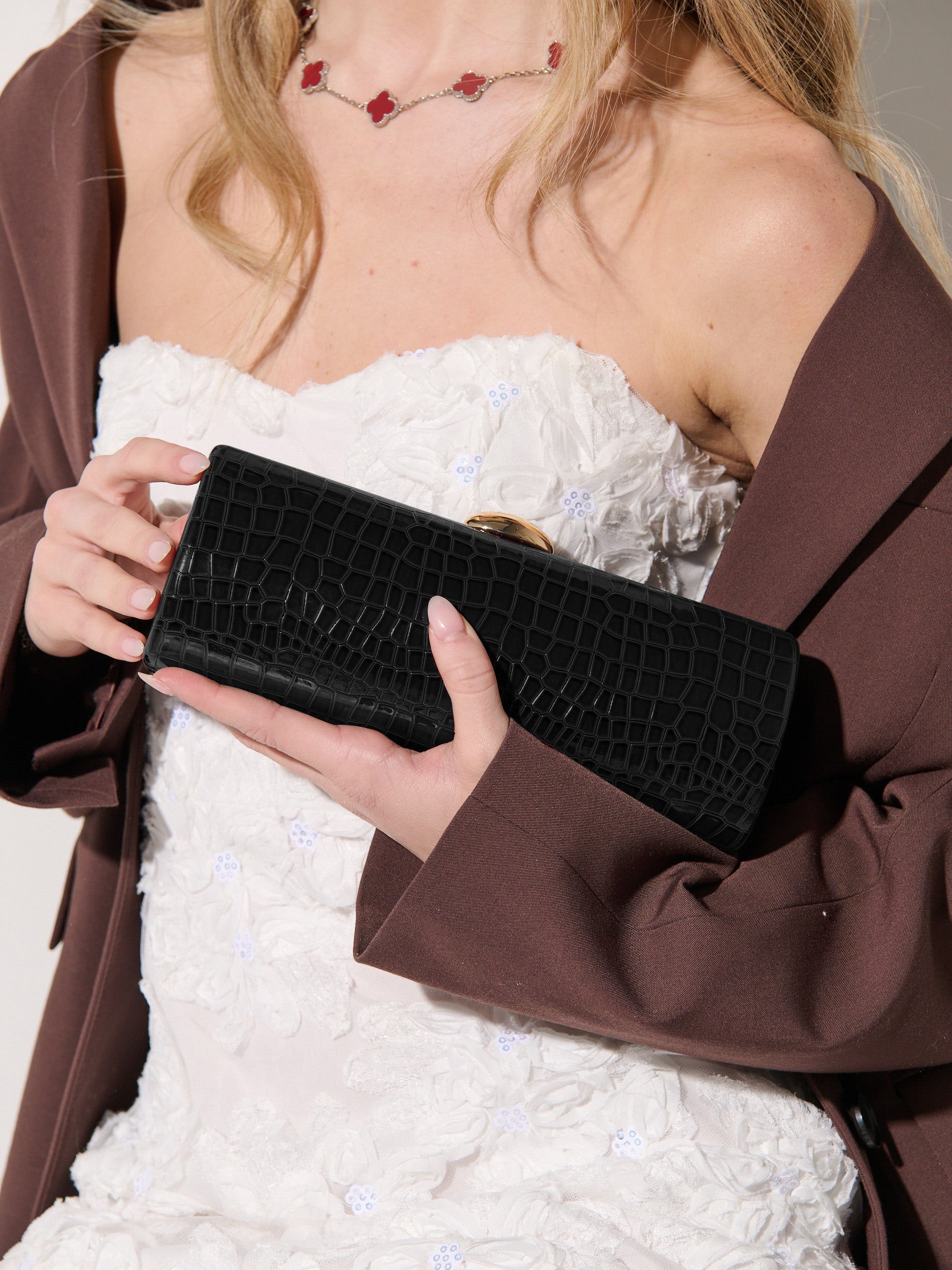 Karina Evening Clutch Bag - Black