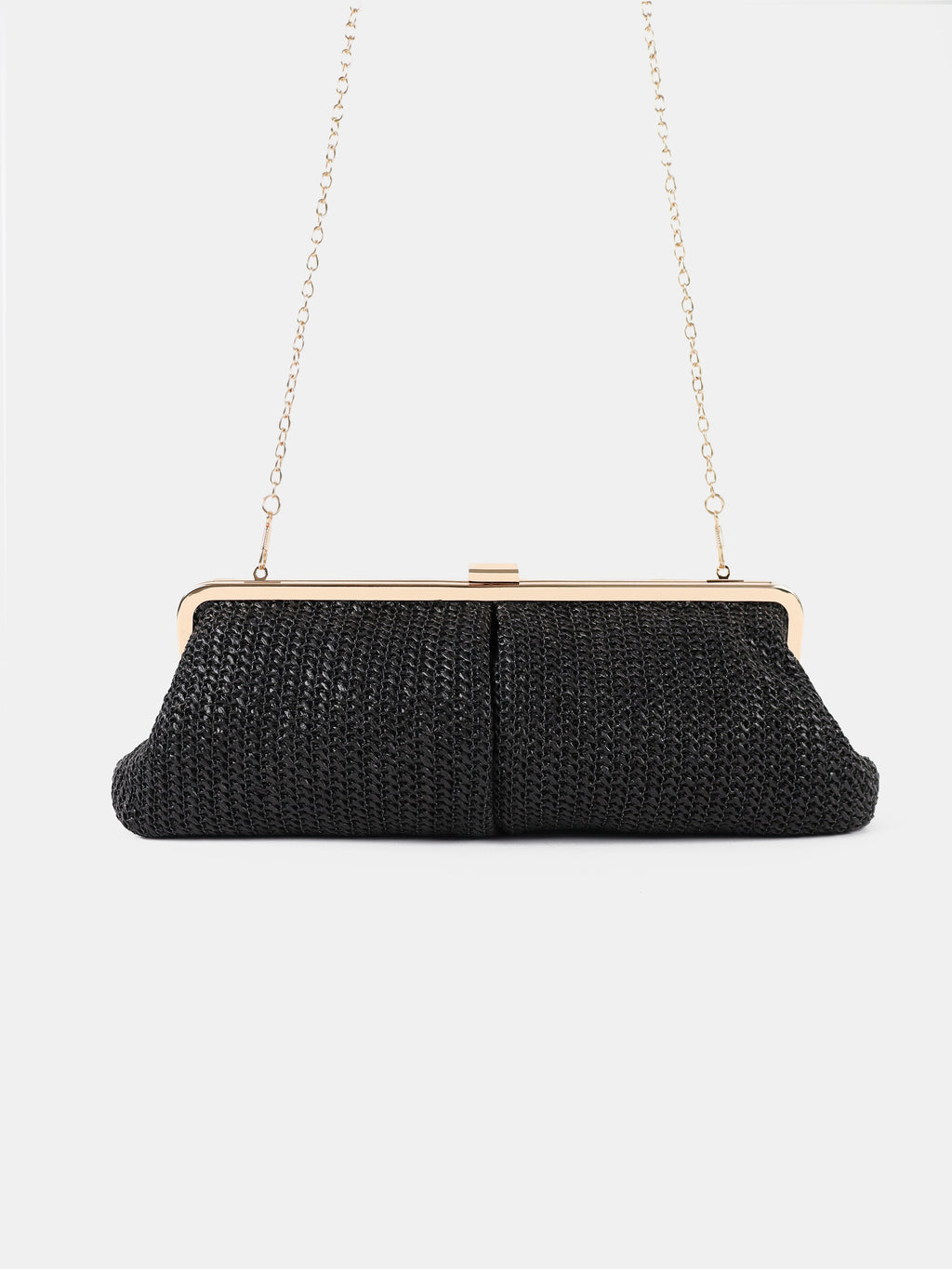 Bianca Straw Clutch Bag - Black