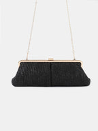 Bianca Straw Clutch Bag - Black