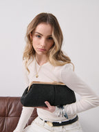 Bianca Straw Clutch Bag - Black
