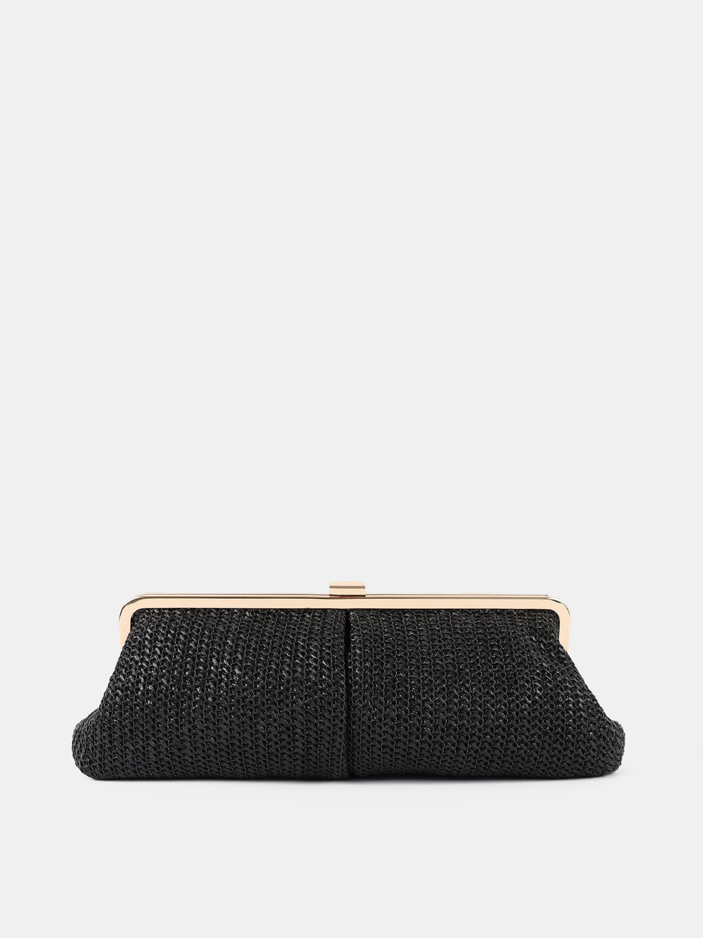 Bianca Straw Clutch Bag - Black