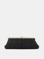 Bianca Straw Clutch Bag - Black