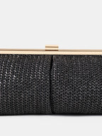 Bianca Straw Clutch Bag - Black