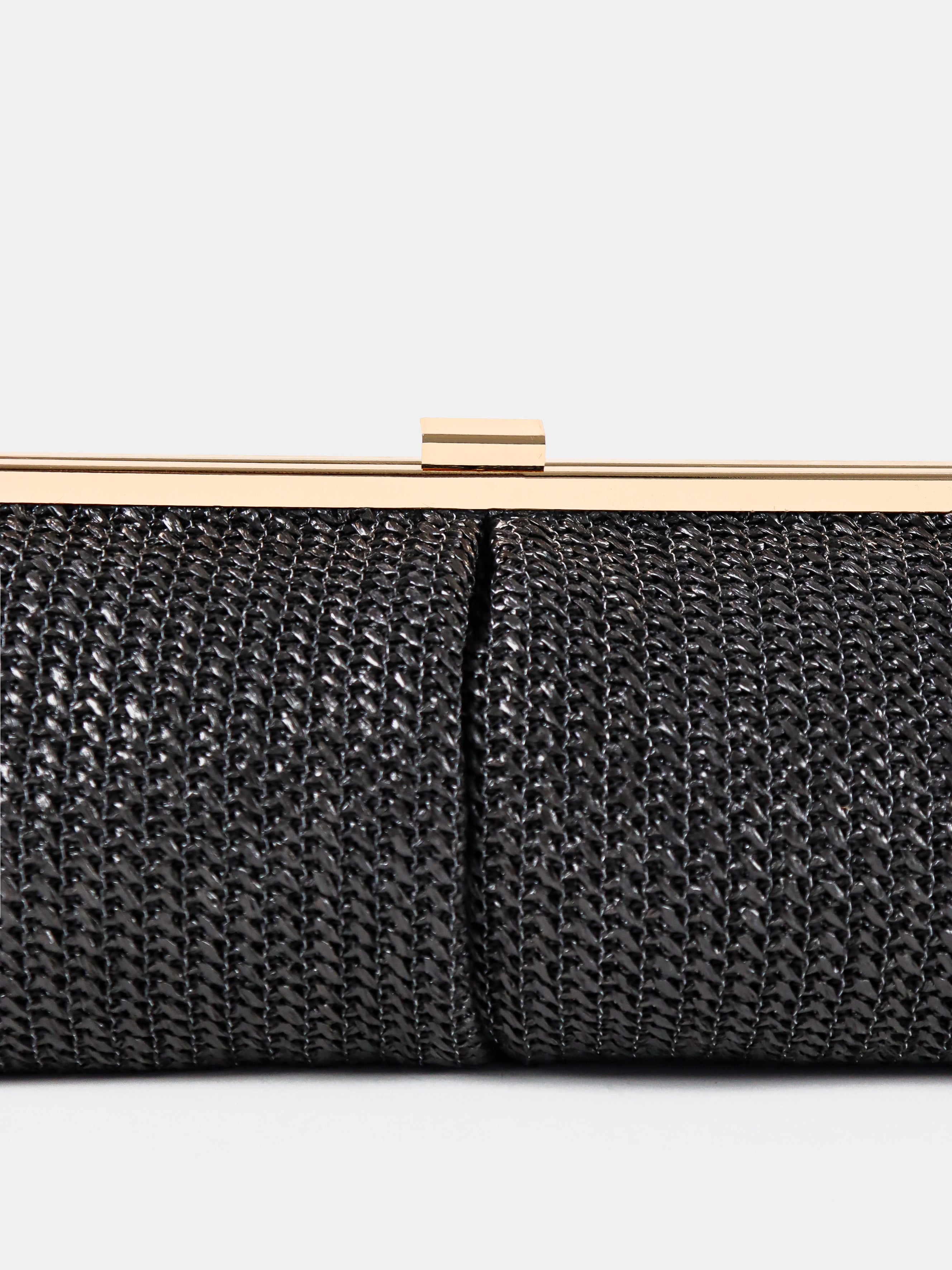 Bianca Straw Clutch Bag - Black