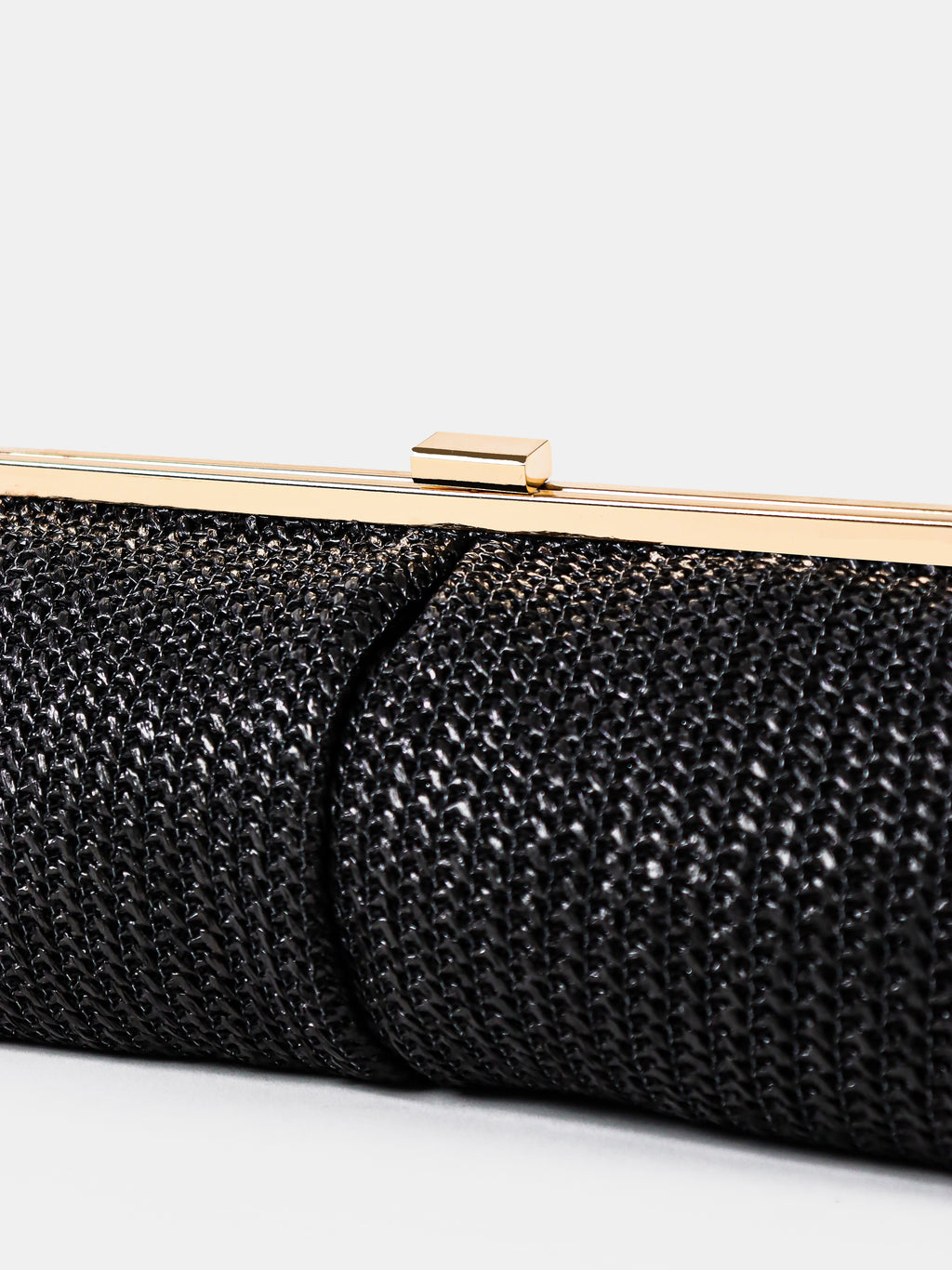 Bianca Straw Clutch Bag - Black