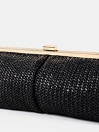 Bianca Straw Clutch Bag - Black