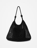 Marcie Knotted Net Shoulder Bag - Black
