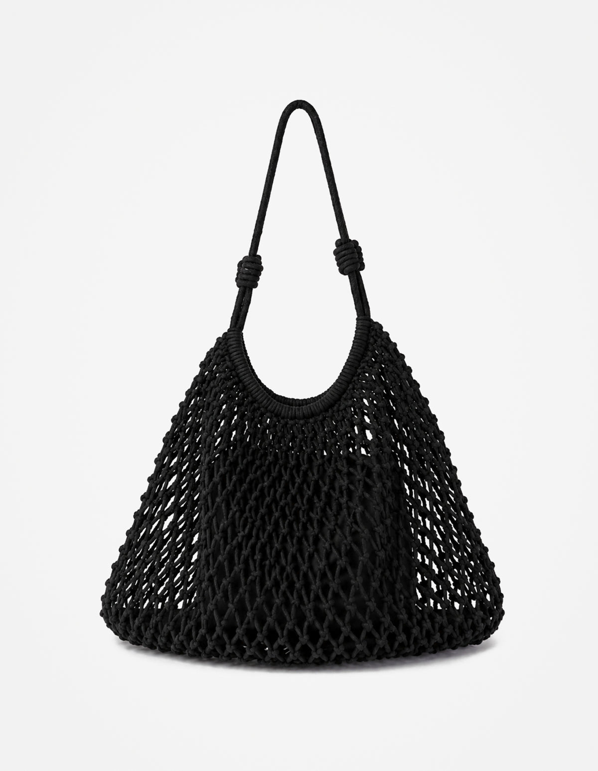 Marcie Knotted Net Shoulder Bag - Black