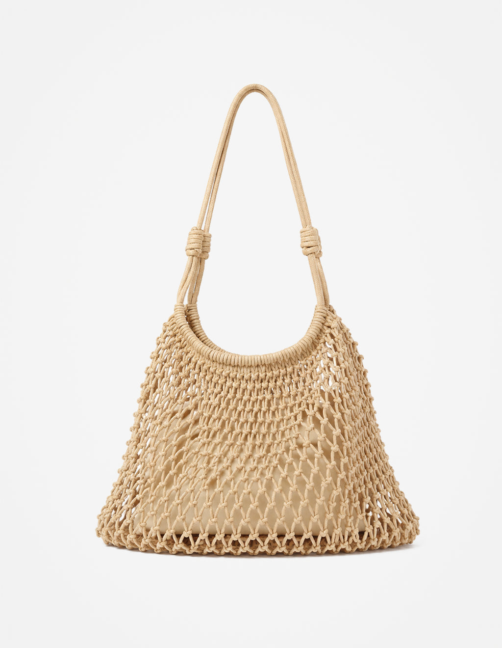 Marcie Knotted Net Shoulder Bag - Tan
