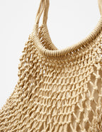 Marcie Knotted Net Shoulder Bag - Tan