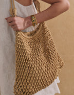 Marcie Knotted Net Shoulder Bag - Tan