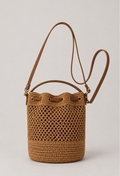 Paige Multiway Straw Bucket Bag - Tan