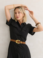 Genuine Suede Chain Buckle Belt - Brown