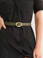 Oval Buckle Belt - Olive