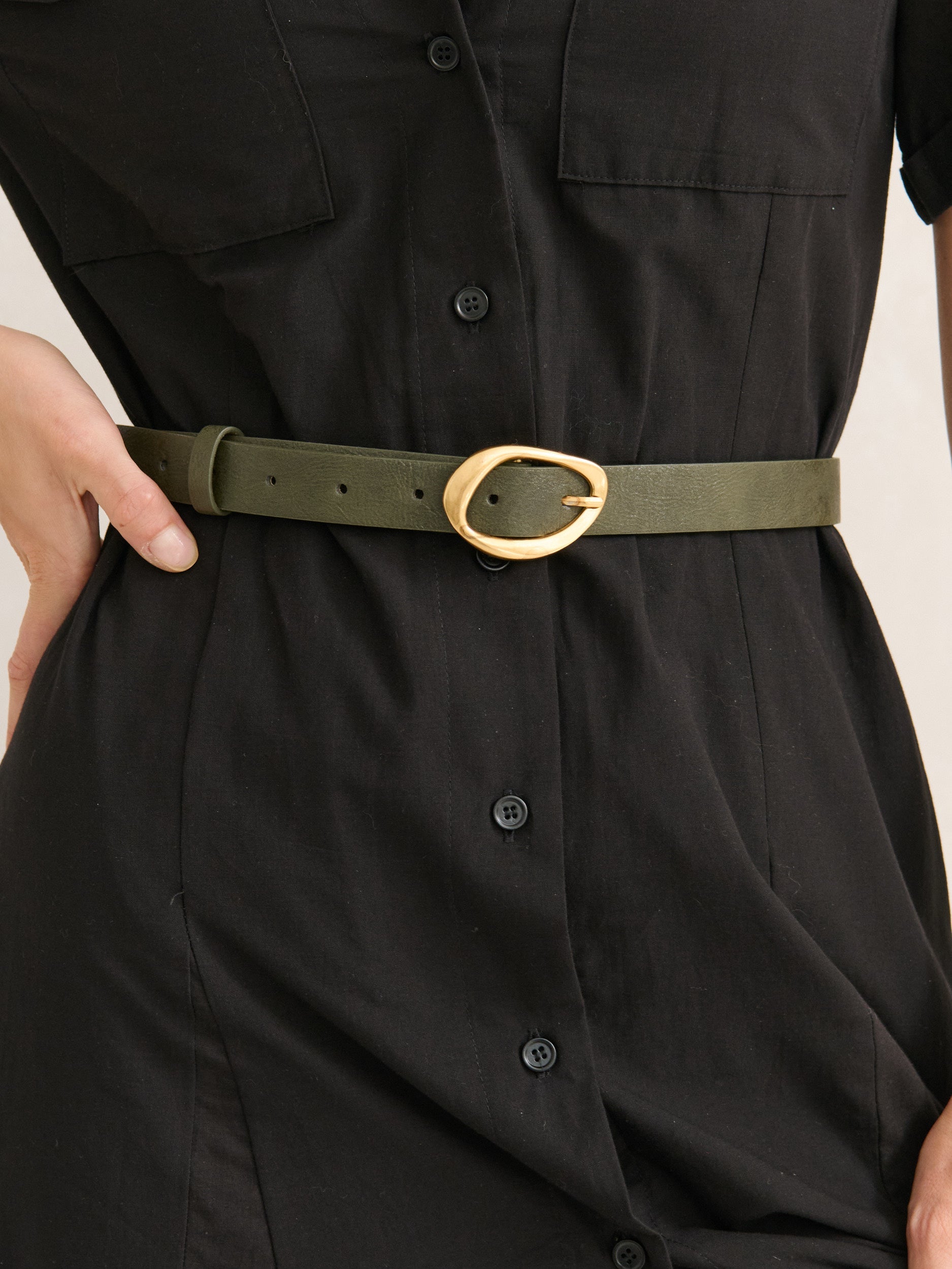 Oval Buckle Belt - Olive