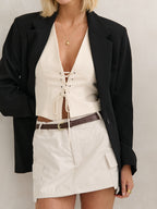 Lomance Skinny Belt - Brown/Gold