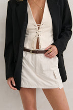 Lomance Skinny Belt - Brown/Gold