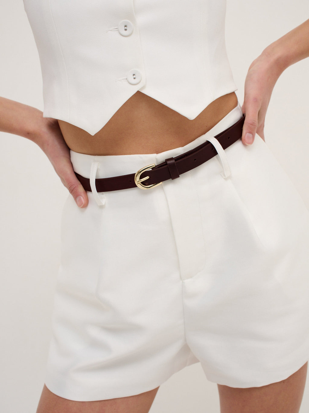 Lomance Skinny Belt - Brown/Gold