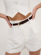 Lomance Skinny Belt - Brown/Gold