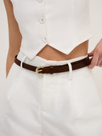 Lomance Skinny Belt - Brown/Gold