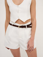 Lomance Skinny Belt - Brown/Gold