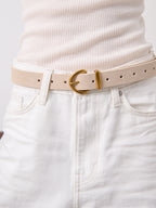 Marlene Suede Buckle Belt - Stone