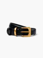 Greta Thin Genuine Leather Belt - Black
