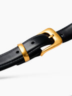 Greta Thin Genuine Leather Belt - Black