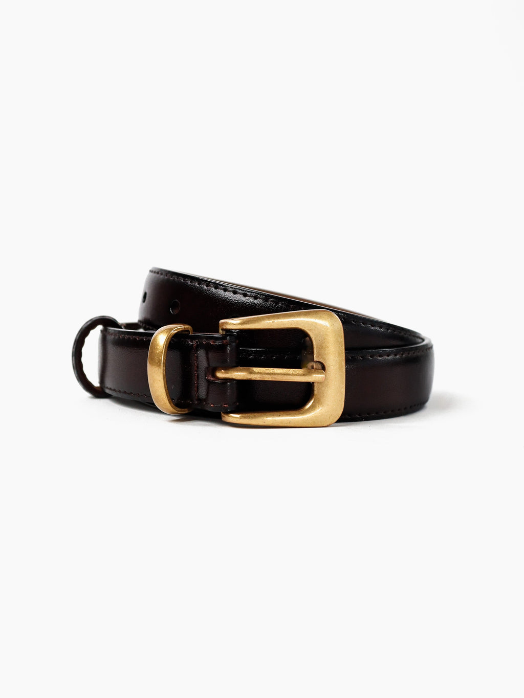 Greta Thin Genuine Leather Belt - Brown