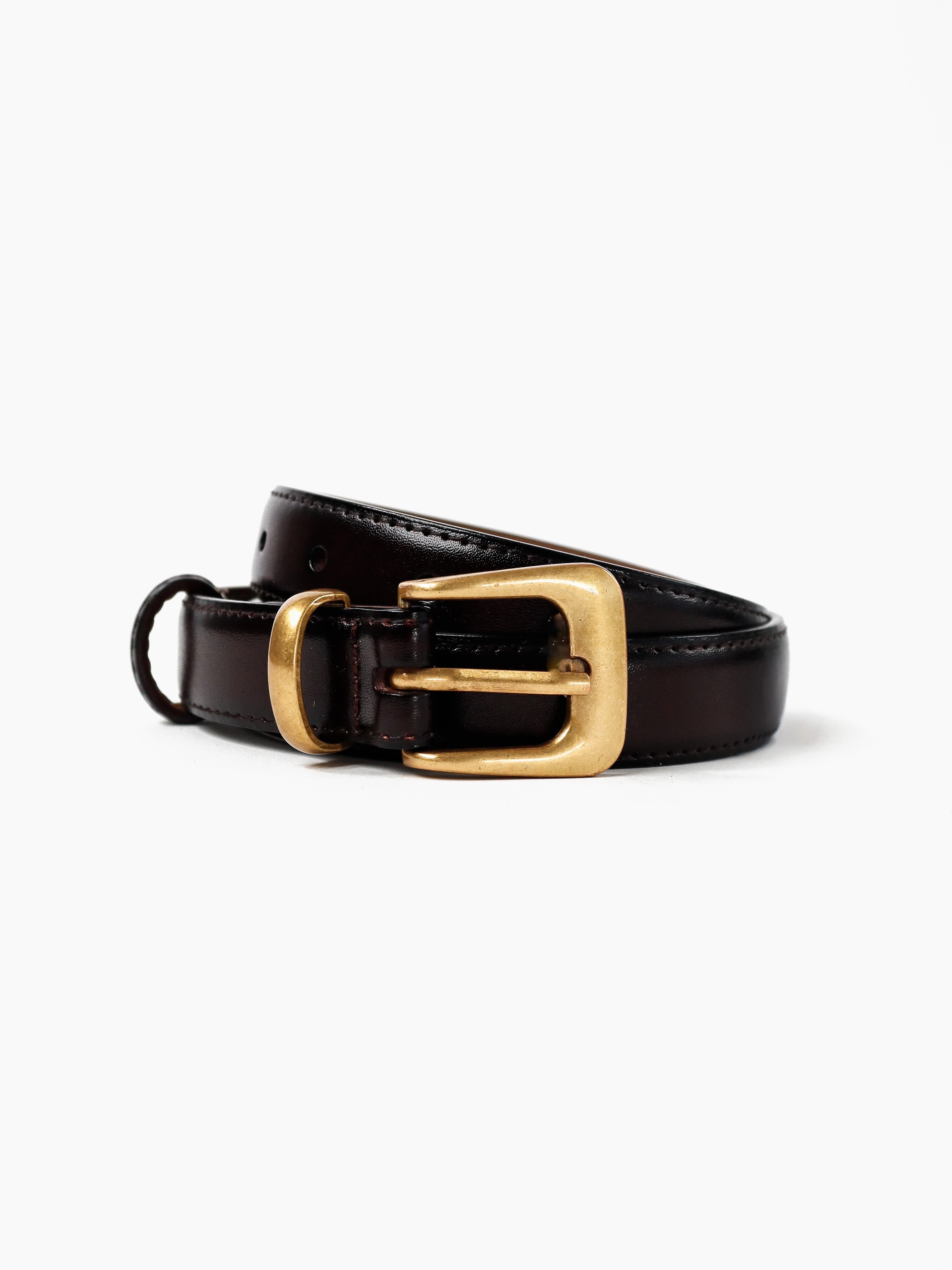 Greta Thin Genuine Leather Belt - Brown