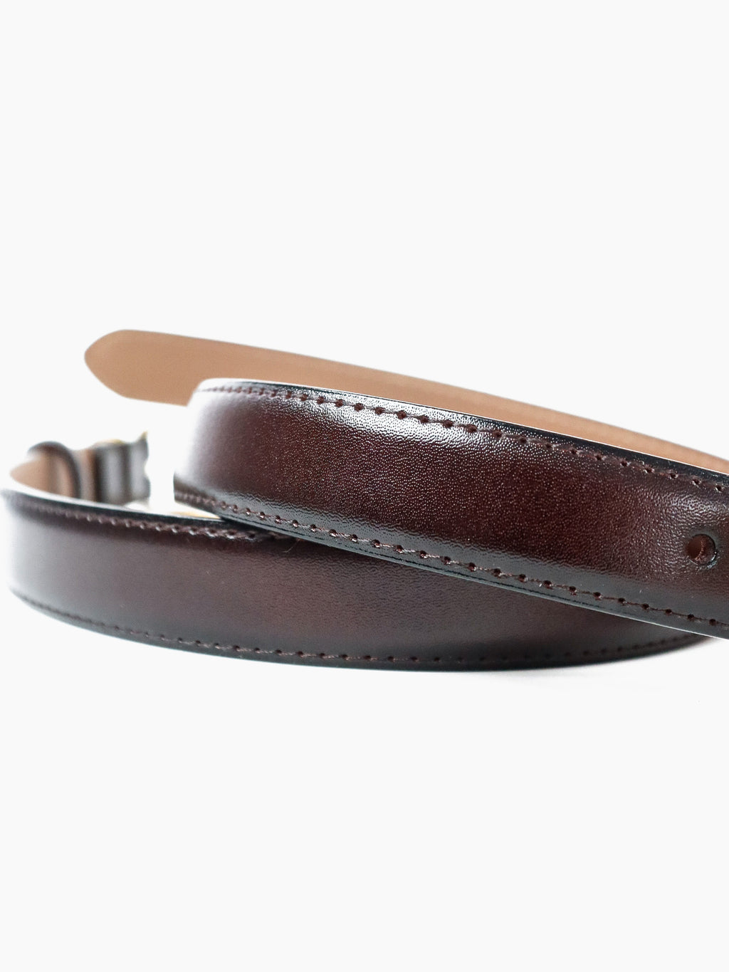 Greta Thin Genuine Leather Belt - Brown
