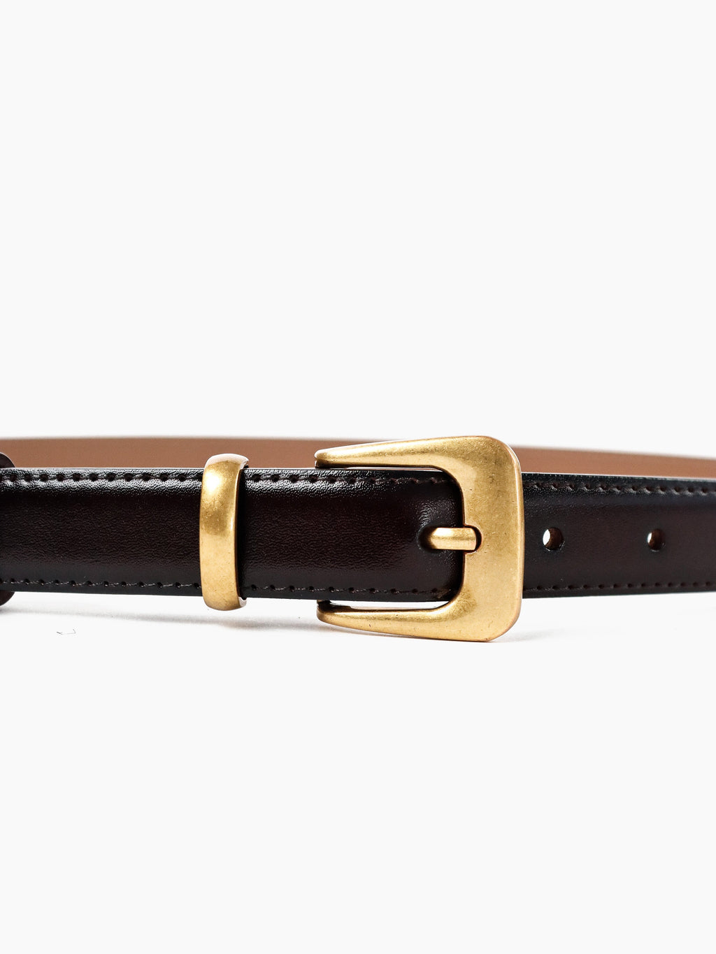 Greta Thin Genuine Leather Belt - Brown