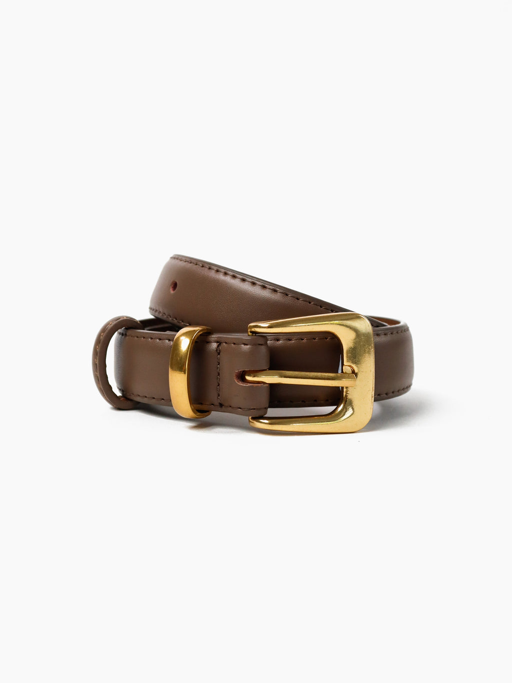 Greta Thin Genuine Leather Belt - Taupe