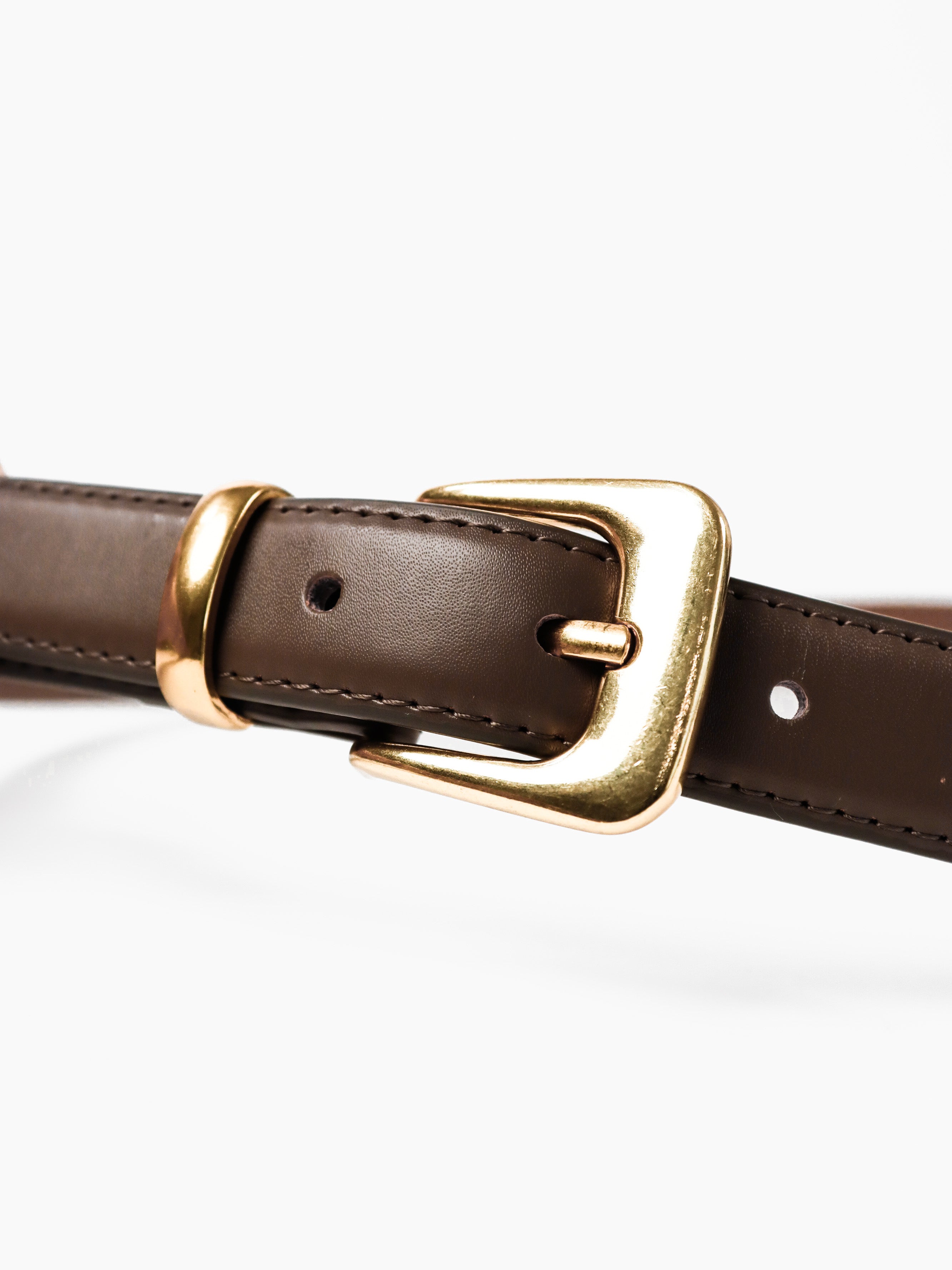 Greta Thin Genuine Leather Belt - Taupe