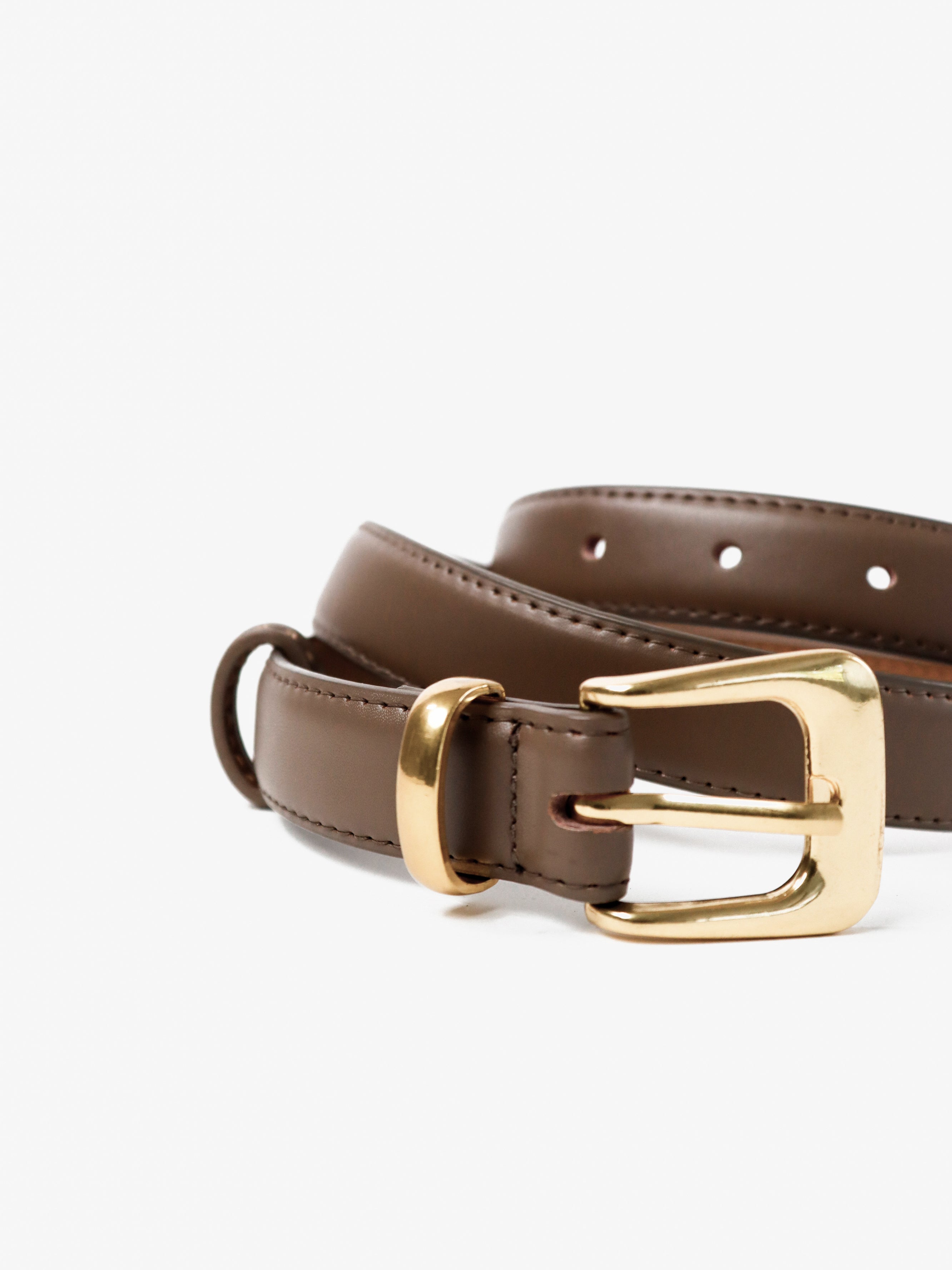 Greta Thin Genuine Leather Belt - Taupe