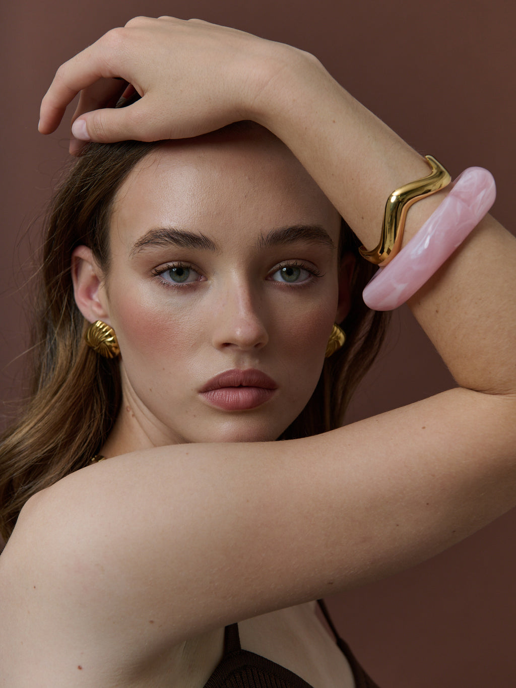 Lara Angular Bangle - Pink