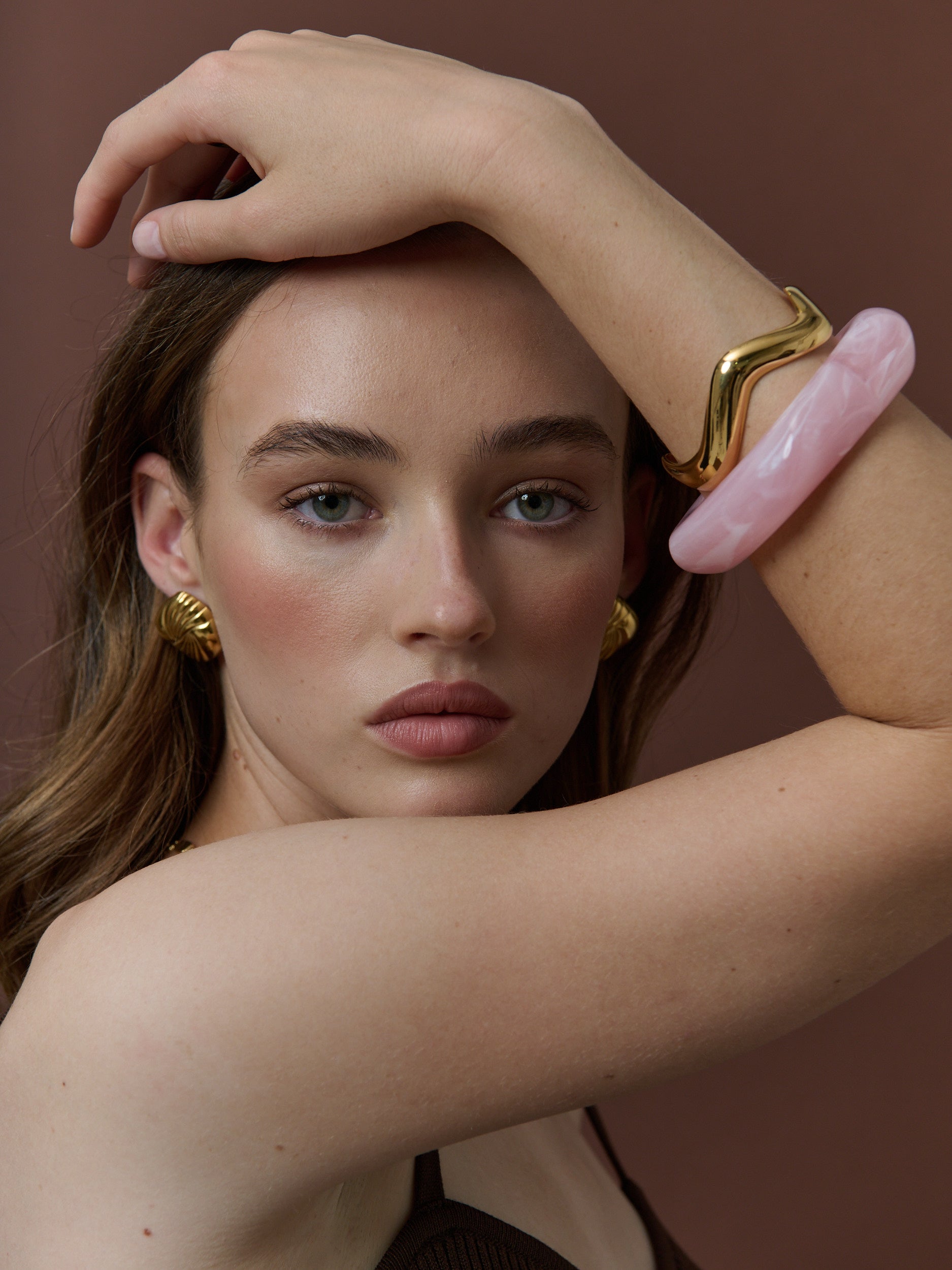 Lara Angular Bangle - Pink