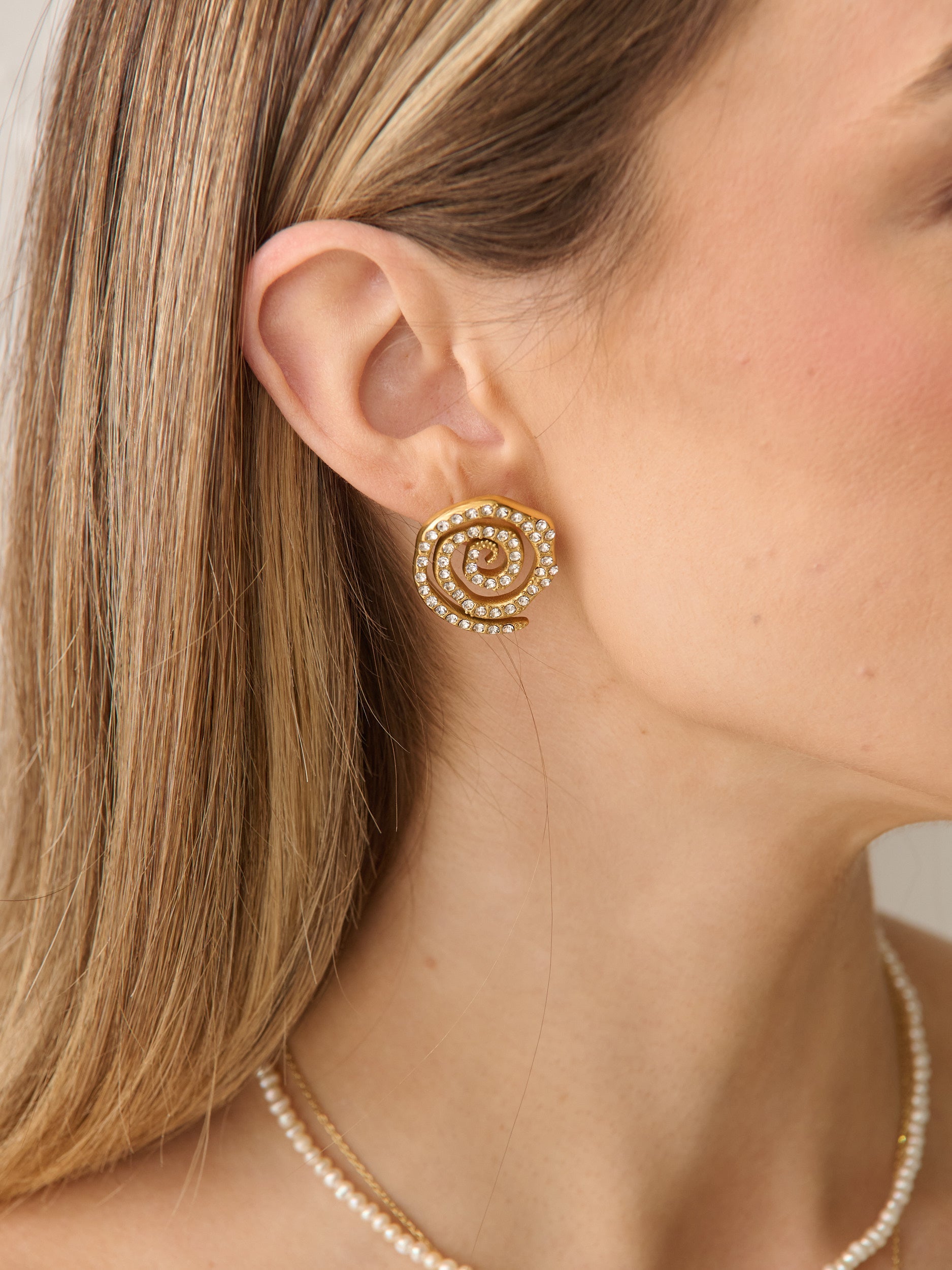 Keena Swirl Gold Plated Earrings