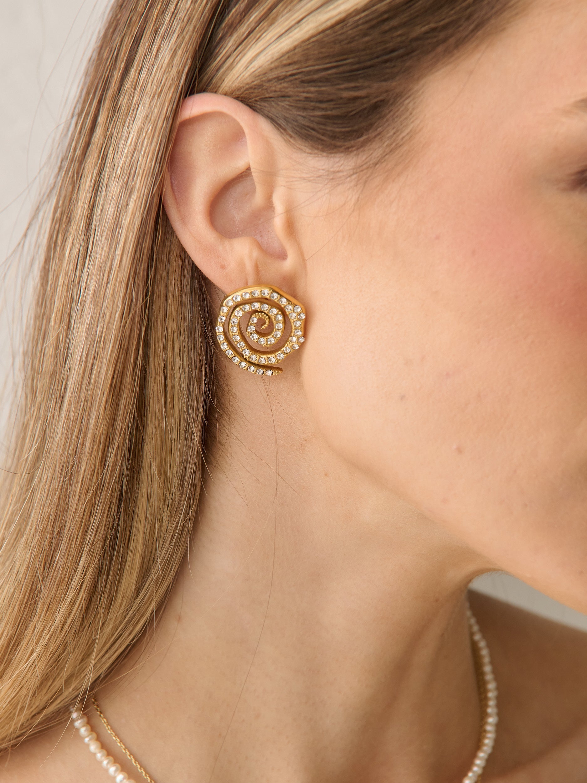 Keena Swirl Gold Plated Earrings