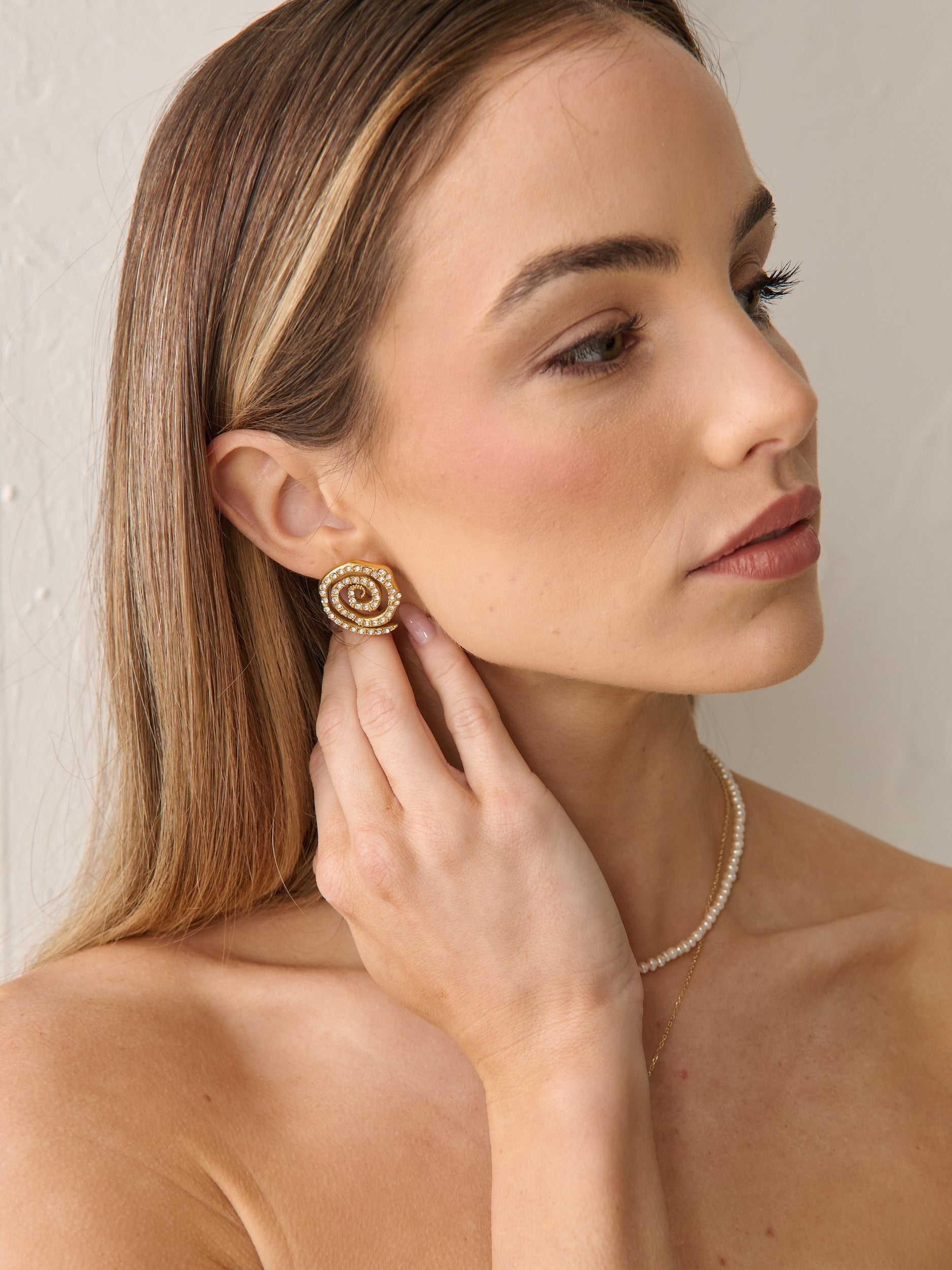 Keena Swirl Gold Plated Earrings