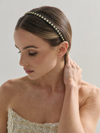 Elaine Stud Skinny Headband in Black