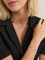 Mini Clover Silver Necklace - Black