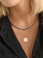 Ocean Coin Charm Necklace - Matte 18K Gold Plated