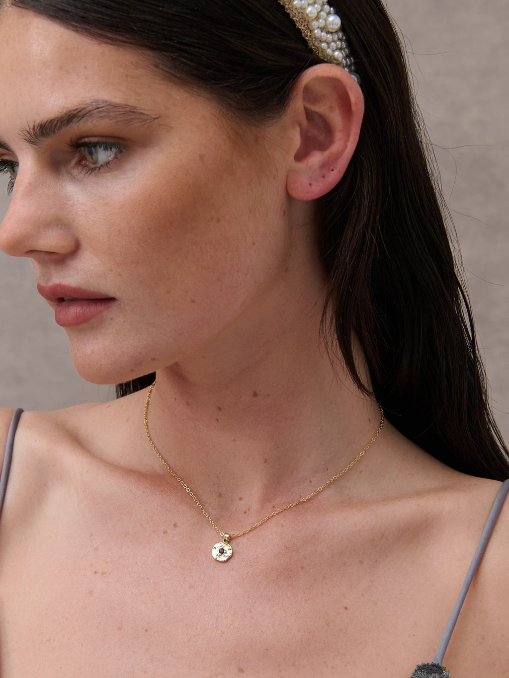 Onyx Gemstone Necklace - 18K Gold Plated