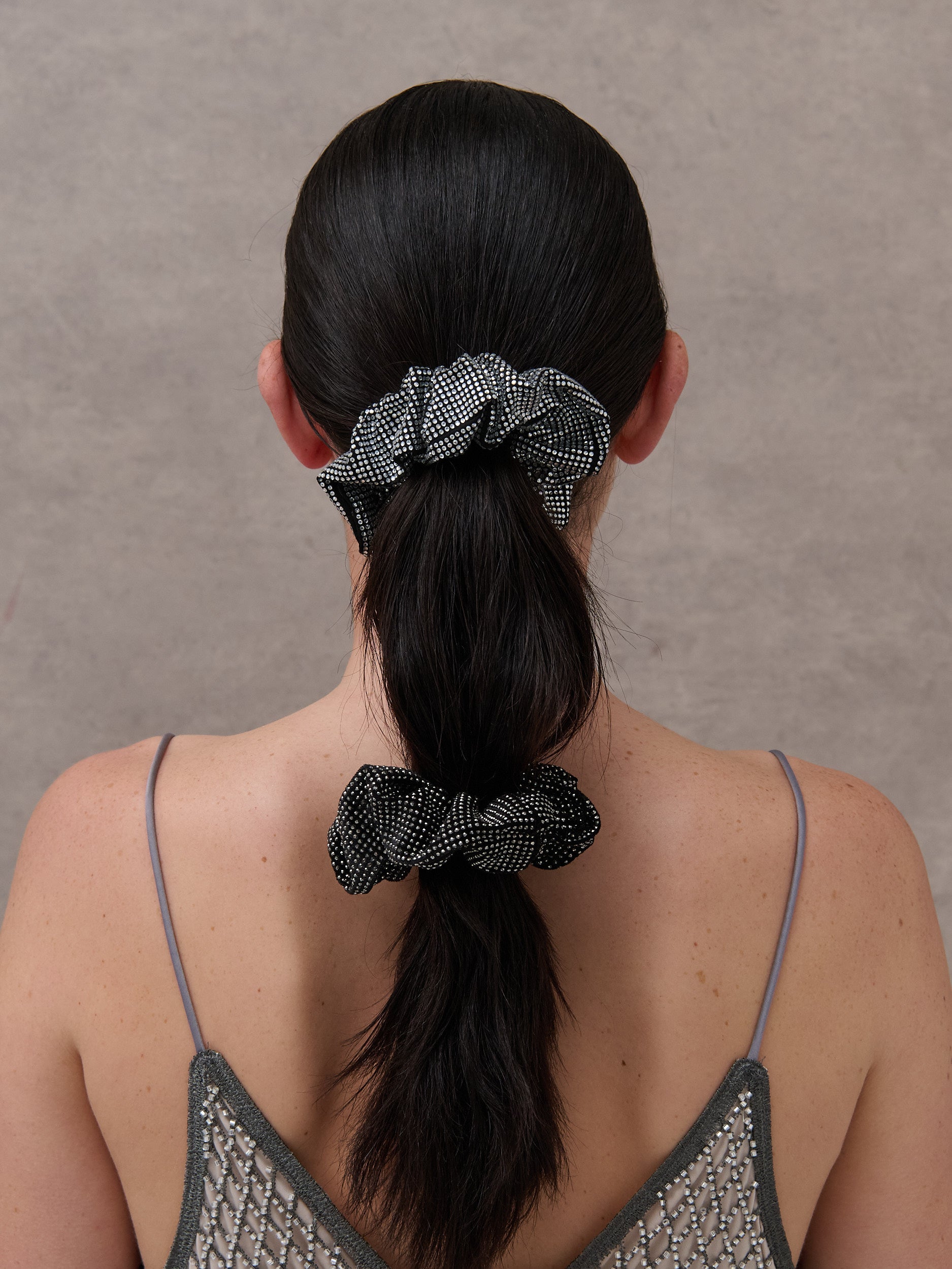 Rhinestone Statement Scrunchie in Silver