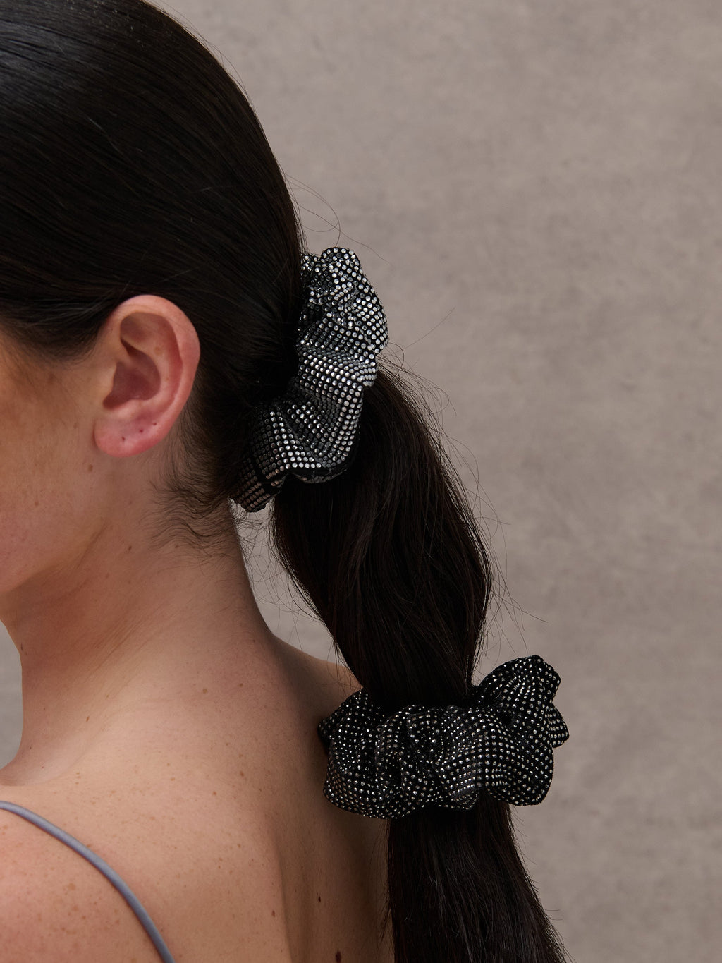 Rhinestone Statement Scrunchie in Silver