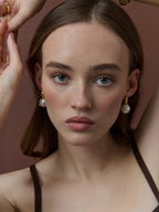 Layla Glass Pearl Ball 18K Gold Plated Earrings