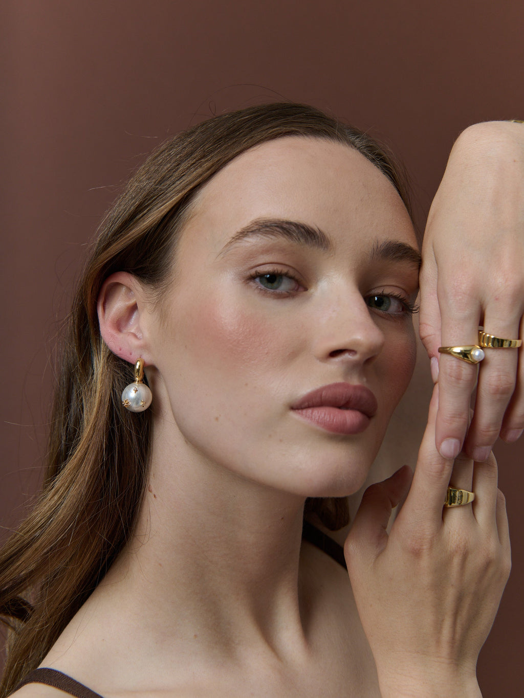 Layla Glass Pearl Ball 18K Gold Plated Earrings