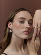 Layla Glass Pearl Ball 18K Gold Plated Earrings