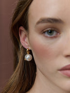 Layla Glass Pearl Ball 18K Gold Plated Earrings